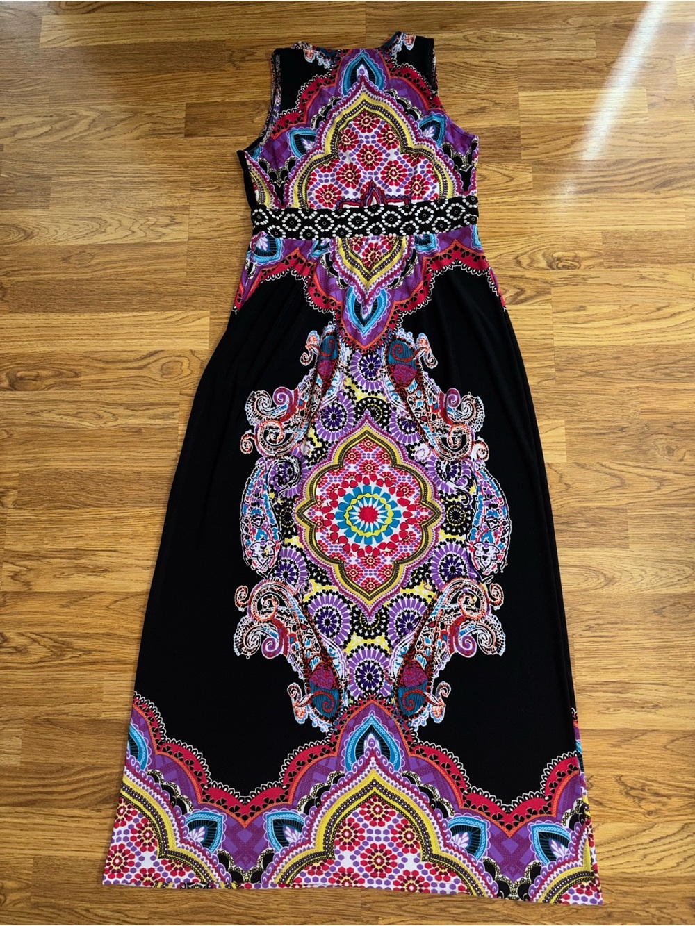 New Directions Boho Paisley Maxi Dress Women’s Size Large Sleeveless V Neck - Picture 11 of 14